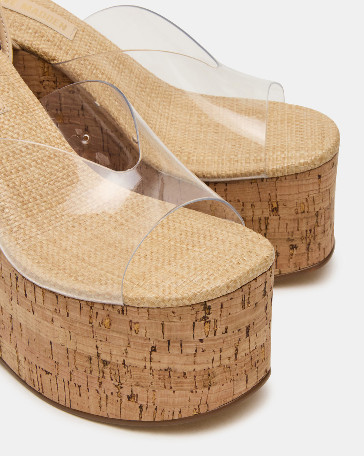 SINAI Clear Square-Toe Platform Wedge Strappy Women's Sandal