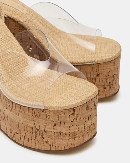 SINAI Clear Square-Toe Platform Wedge Strappy Women's Sandal