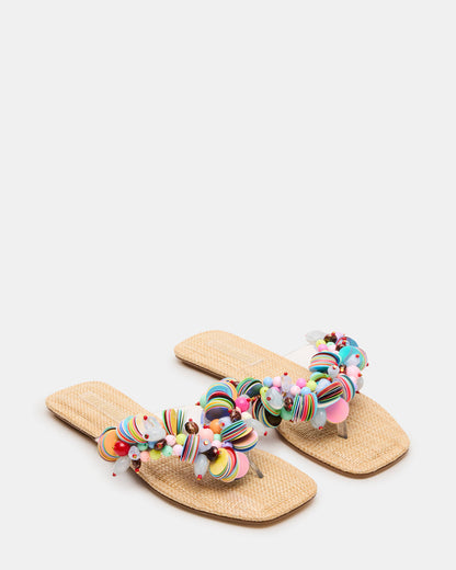 TRELLA Multi Beads Square-Toe Thong Women's Sandal