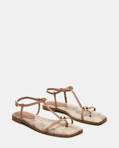 RITZY Natural Snake Square-Toe Strappy Women's Sandal