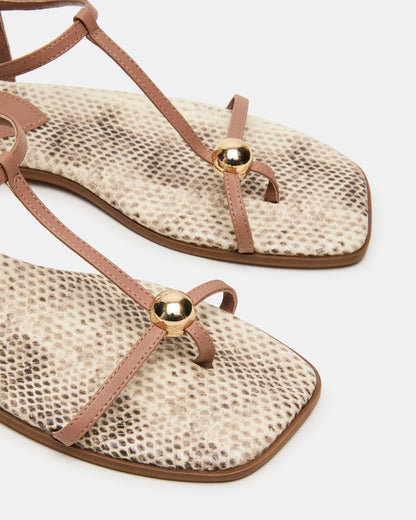 RITZY Natural Snake Square-Toe Strappy Women's Sandal
