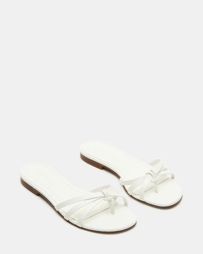 CALISSI White Leather Strappy Women's Slide Sandal