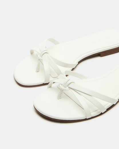 CALISSI White Leather Strappy Women's Slide Sandal