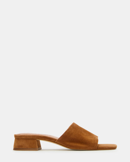 MONTGOMERY Chestnut Suede Square-Toe Slide Mule Women's Sandal