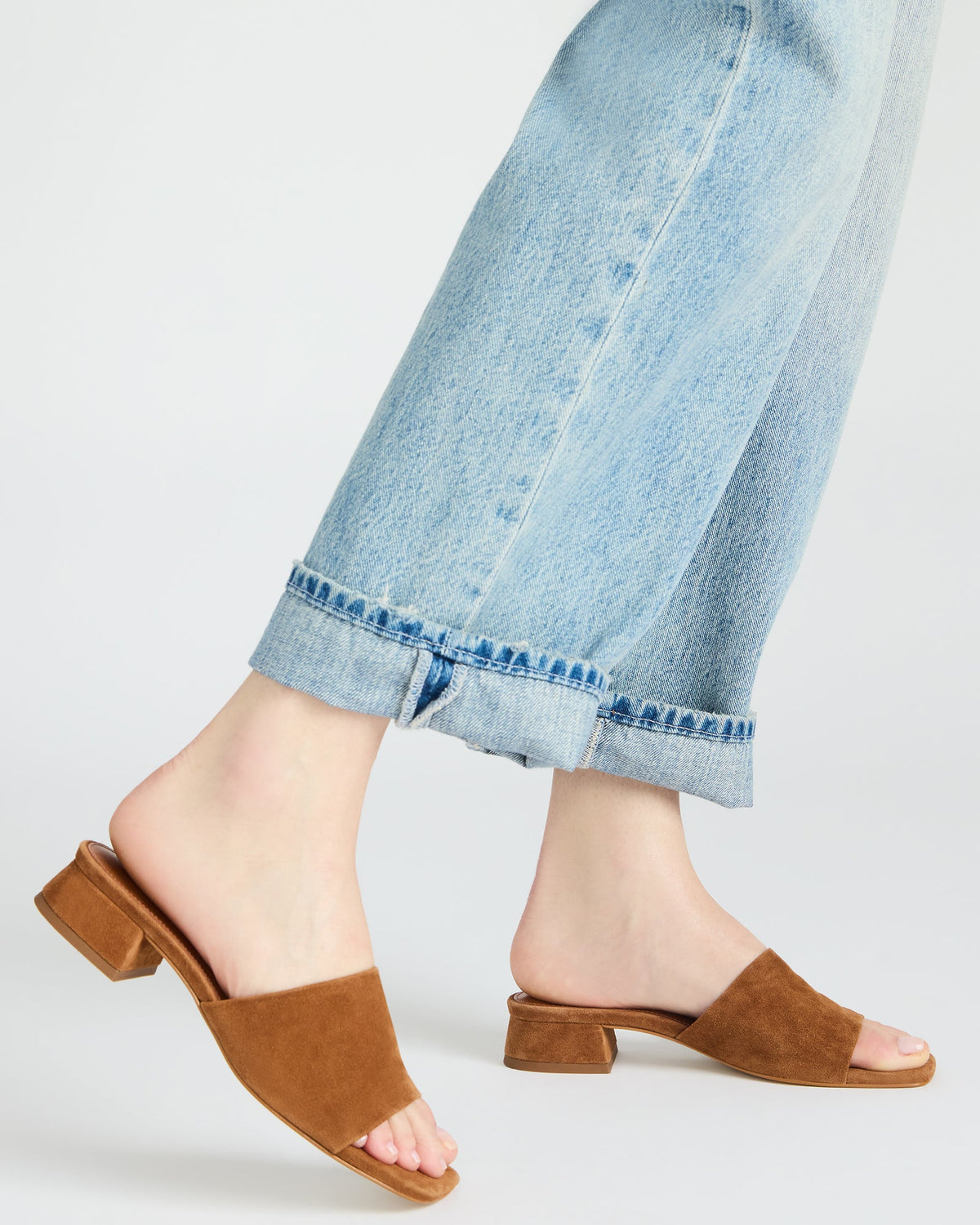 MONTGOMERY Chestnut Suede Square-Toe Slide Mule Women's Sandal