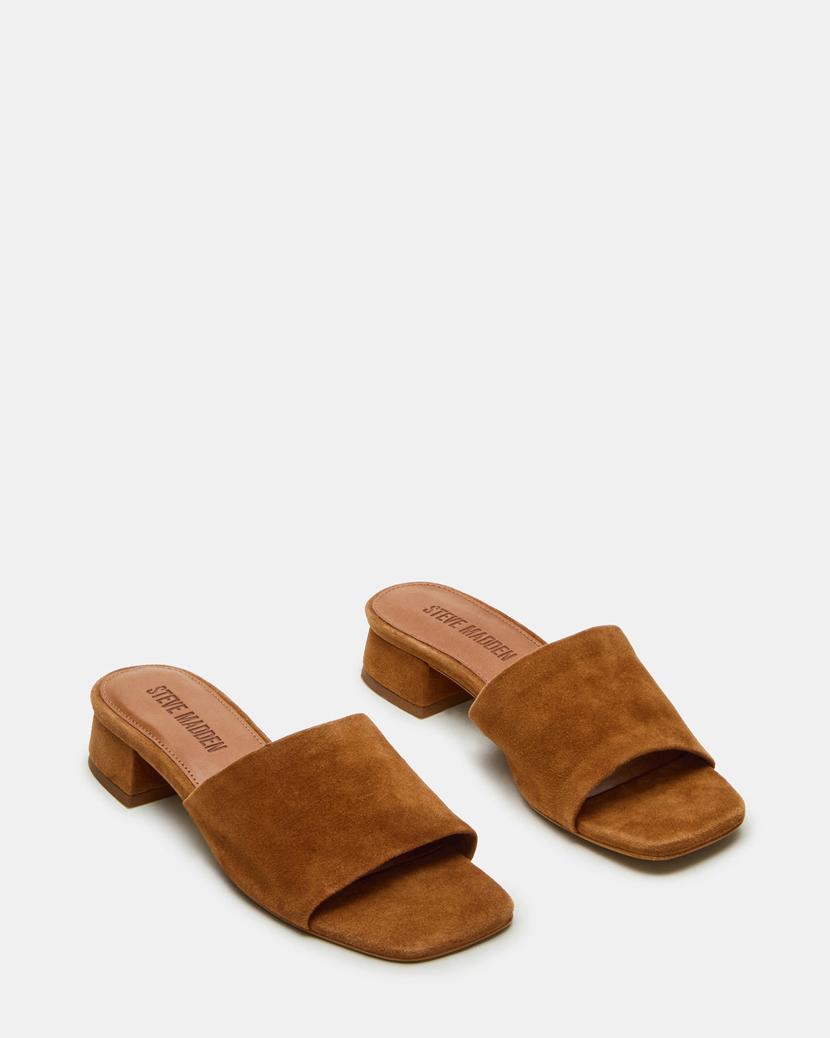 MONTGOMERY Chestnut Suede Square-Toe Slide Mule Women's Sandal