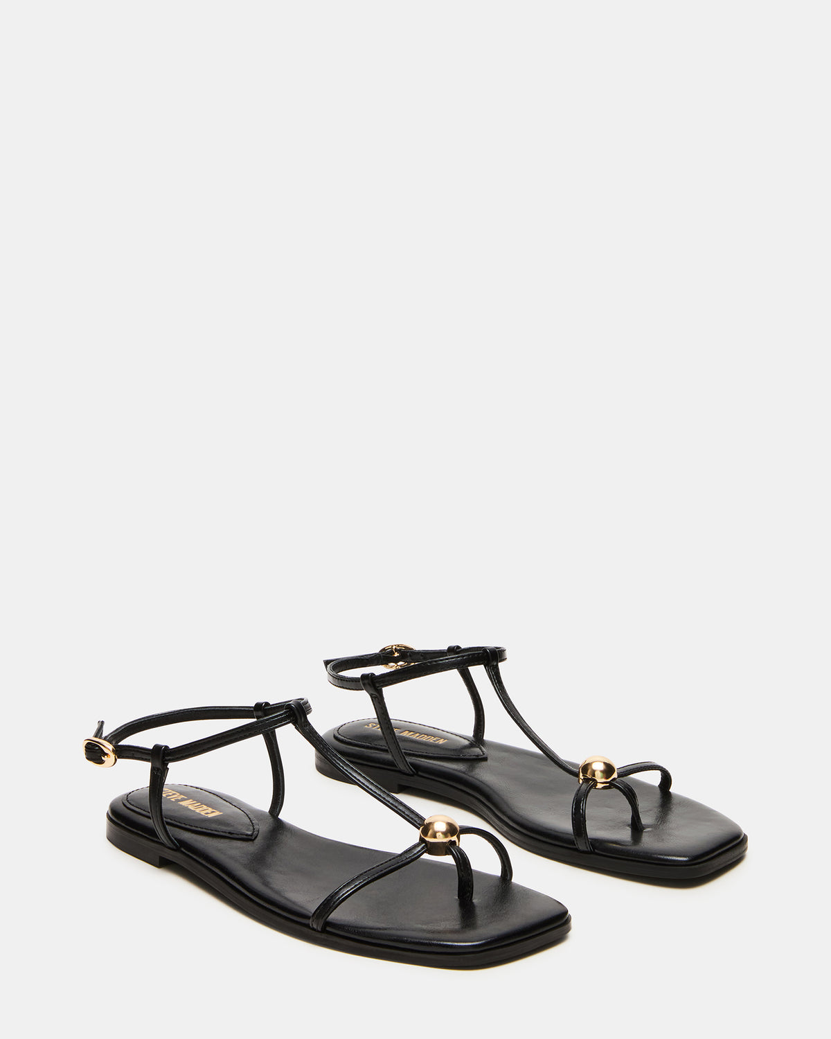 RITZY Black Square-Toe Strappy Women's Sandal