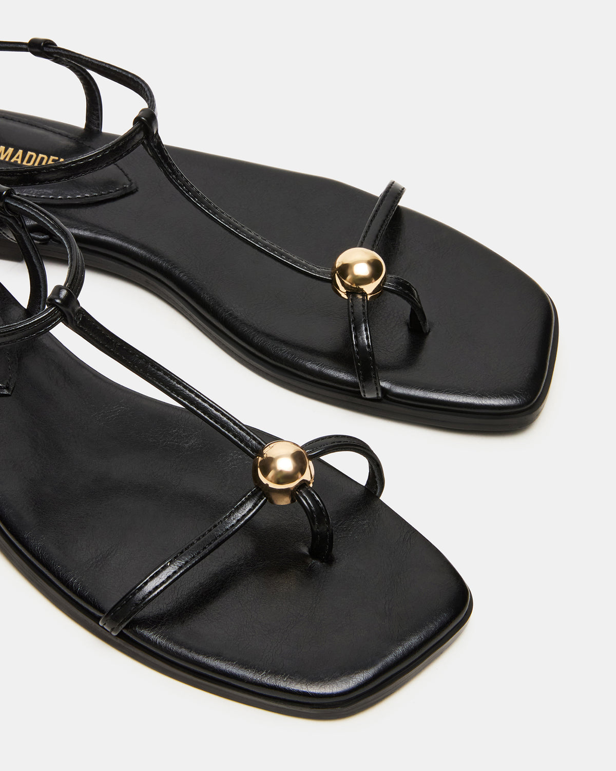 RITZY Black Square-Toe Strappy Women's Sandal
