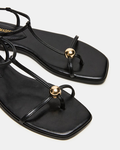 RITZY Black Square-Toe Strappy Women's Sandal