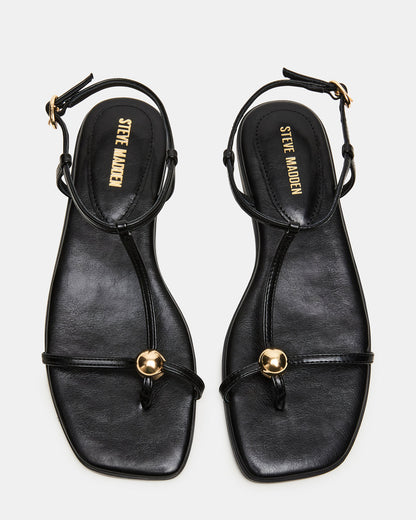 RITZY Black Square-Toe Strappy Women's Sandal