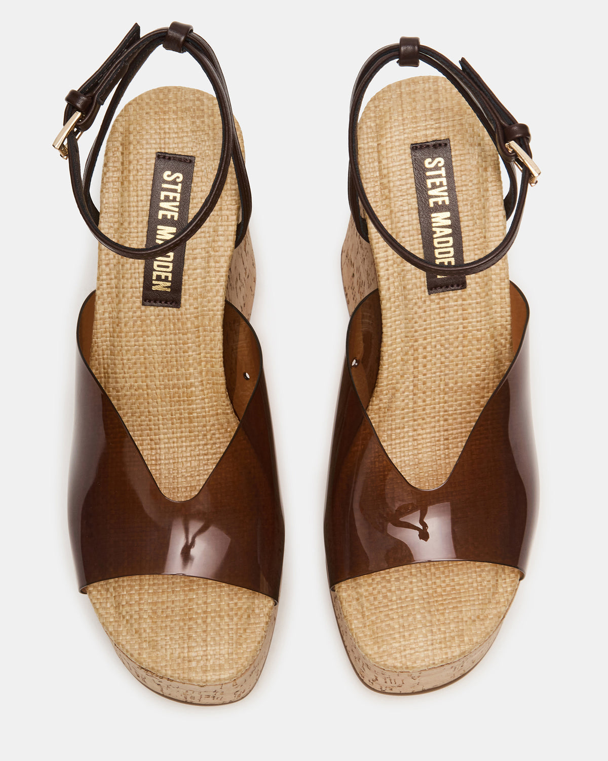 SINAI Brown Square-Toe Platform Wedge Strappy Women's Sandal