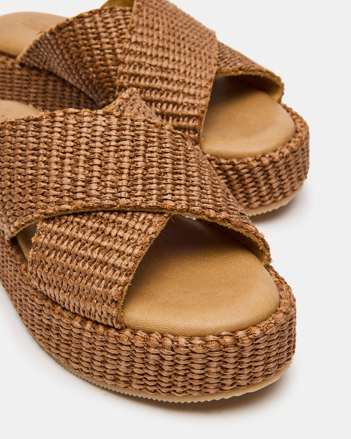 TULUM Brown Raffia Platform Flatform Women's Sandal