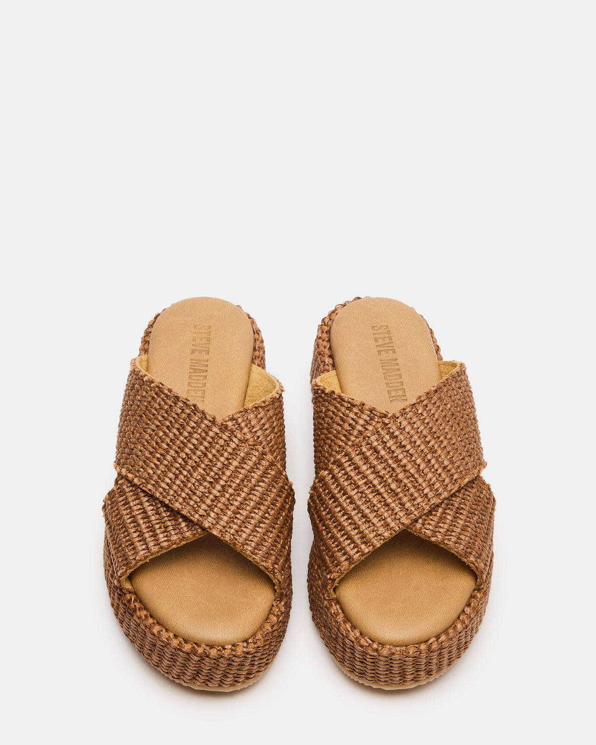 TULUM Brown Raffia Platform Flatform Women's Sandal