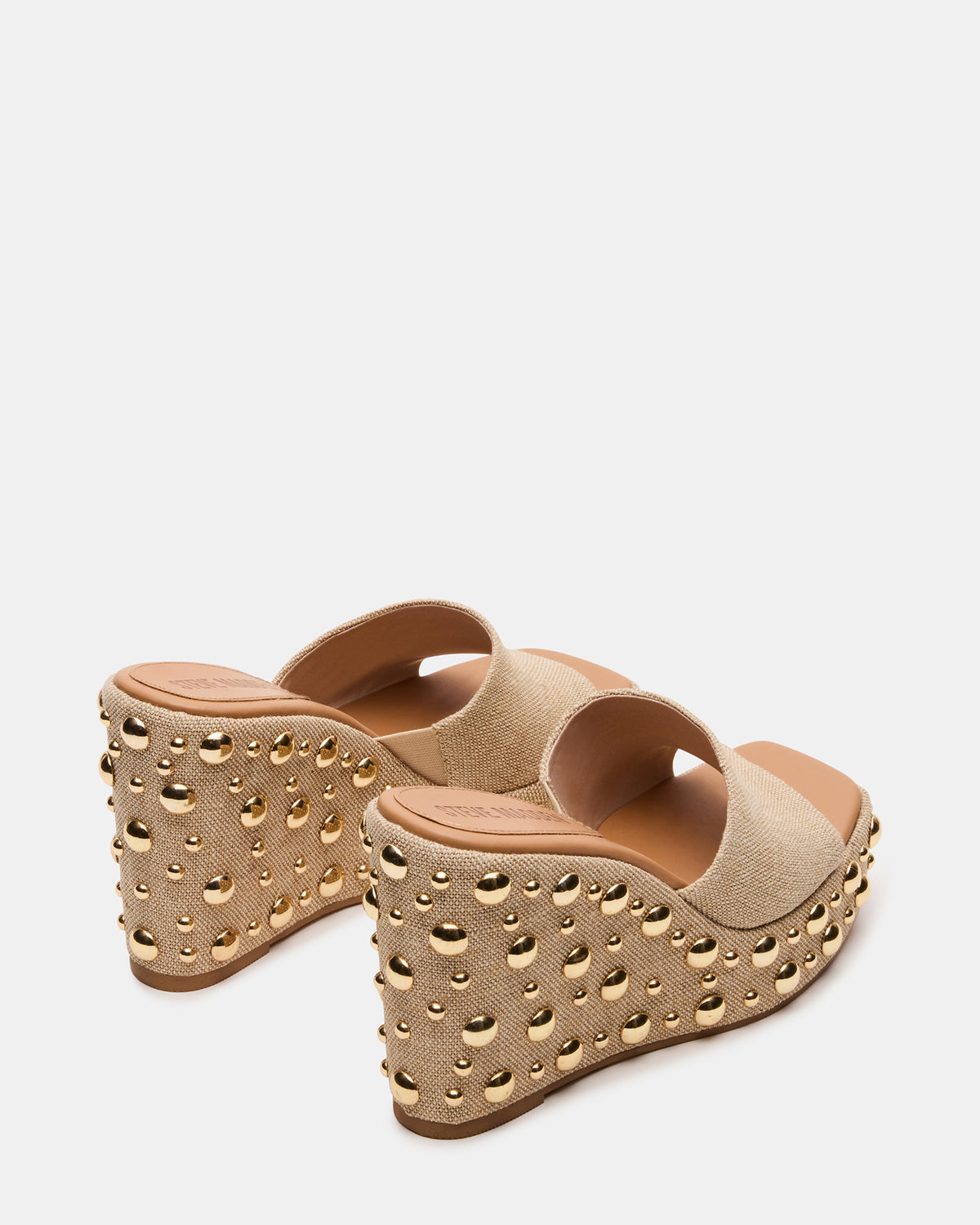 CAYMAN Natural Mini Studs Platform Square-Toe Wedge Women's Sandal