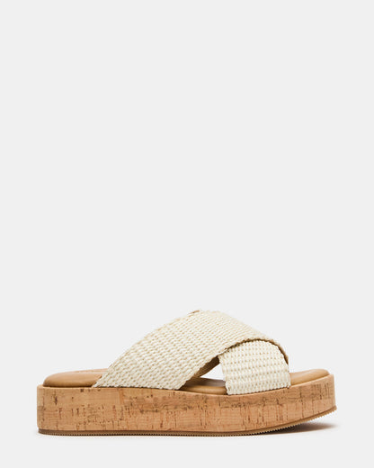 TULUM Bone Raffia Platform Flatform Women's Sandal