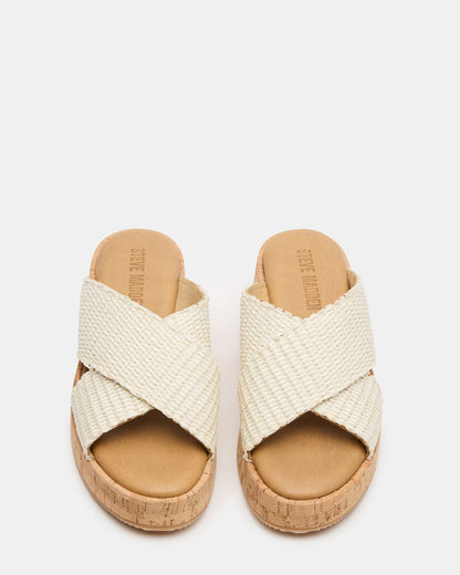 TULUM Bone Raffia Platform Flatform Women's Sandal