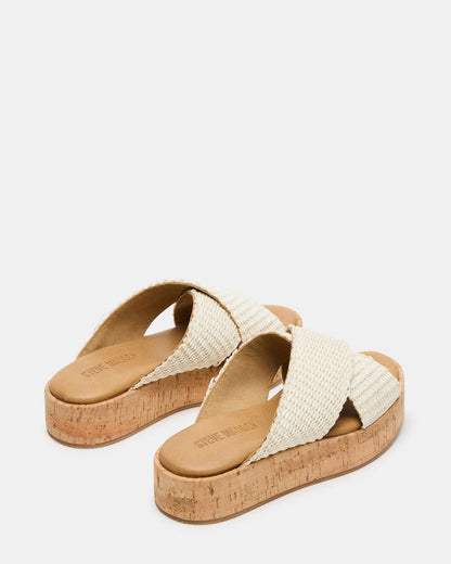 TULUM Bone Raffia Platform Flatform Women's Sandal