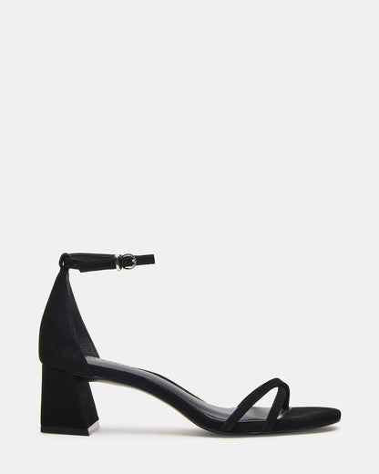 RAE Black Nubuck Strappy Block Heel Women's Sandal