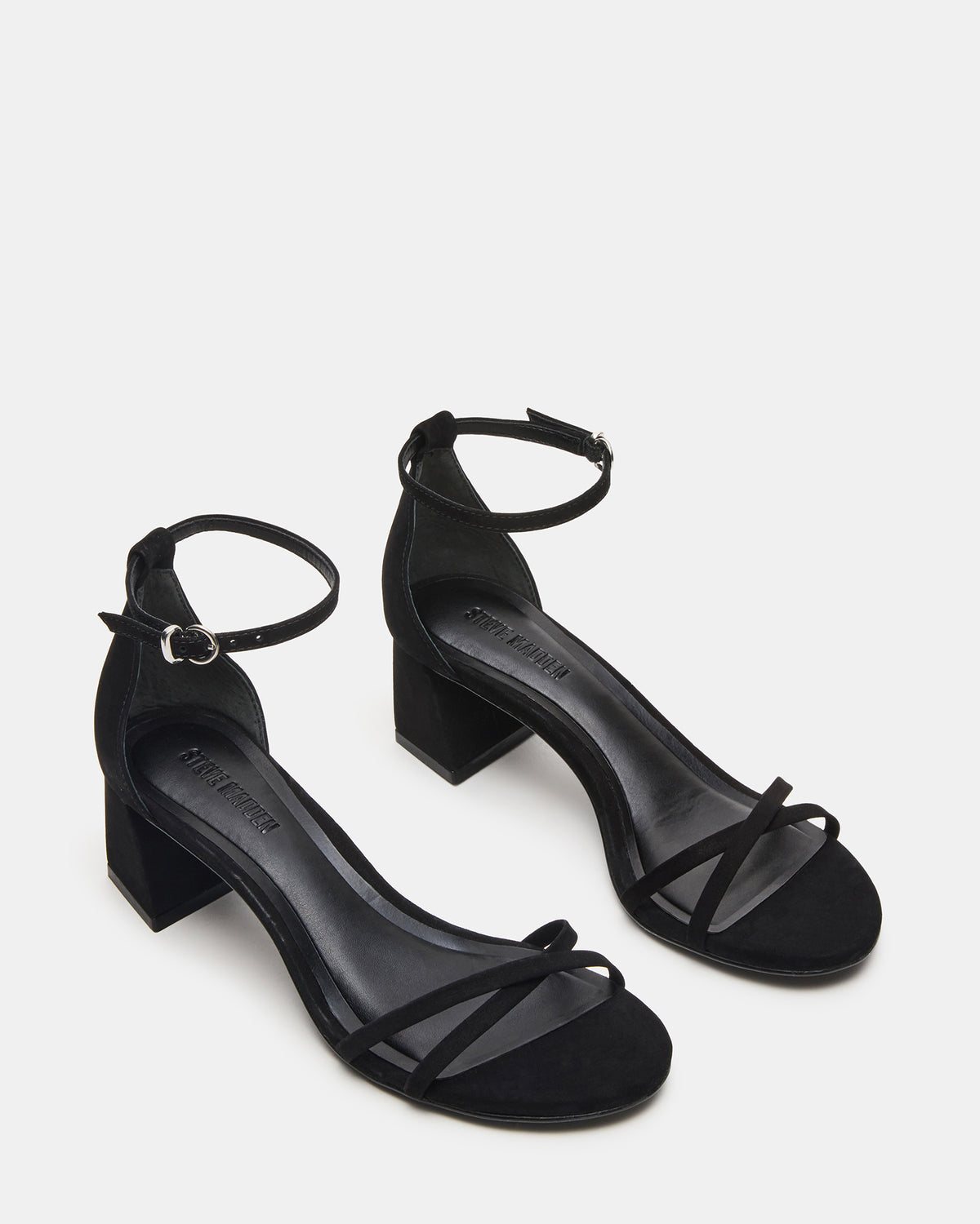 RAE Black Nubuck Strappy Block Heel Women's Sandal