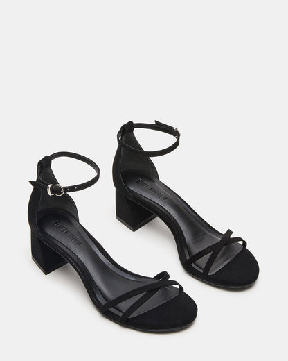 RAE Black Nubuck Strappy Block Heel Women's Sandal