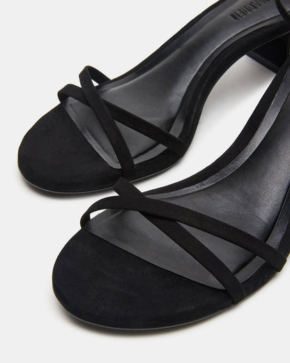 RAE Black Nubuck Strappy Block Heel Women's Sandal