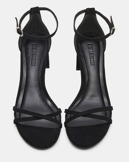 RAE Black Nubuck Strappy Block Heel Women's Sandal