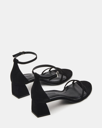 RAE Black Nubuck Strappy Block Heel Women's Sandal