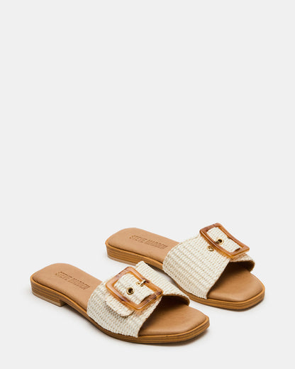 HAPP Bone Square-Toe Raffia Slide Women's Sandal