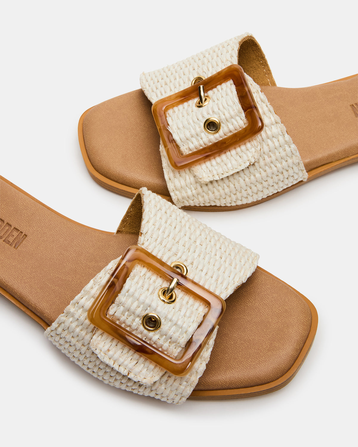HAPP Bone Square-Toe Raffia Slide Women's Sandal