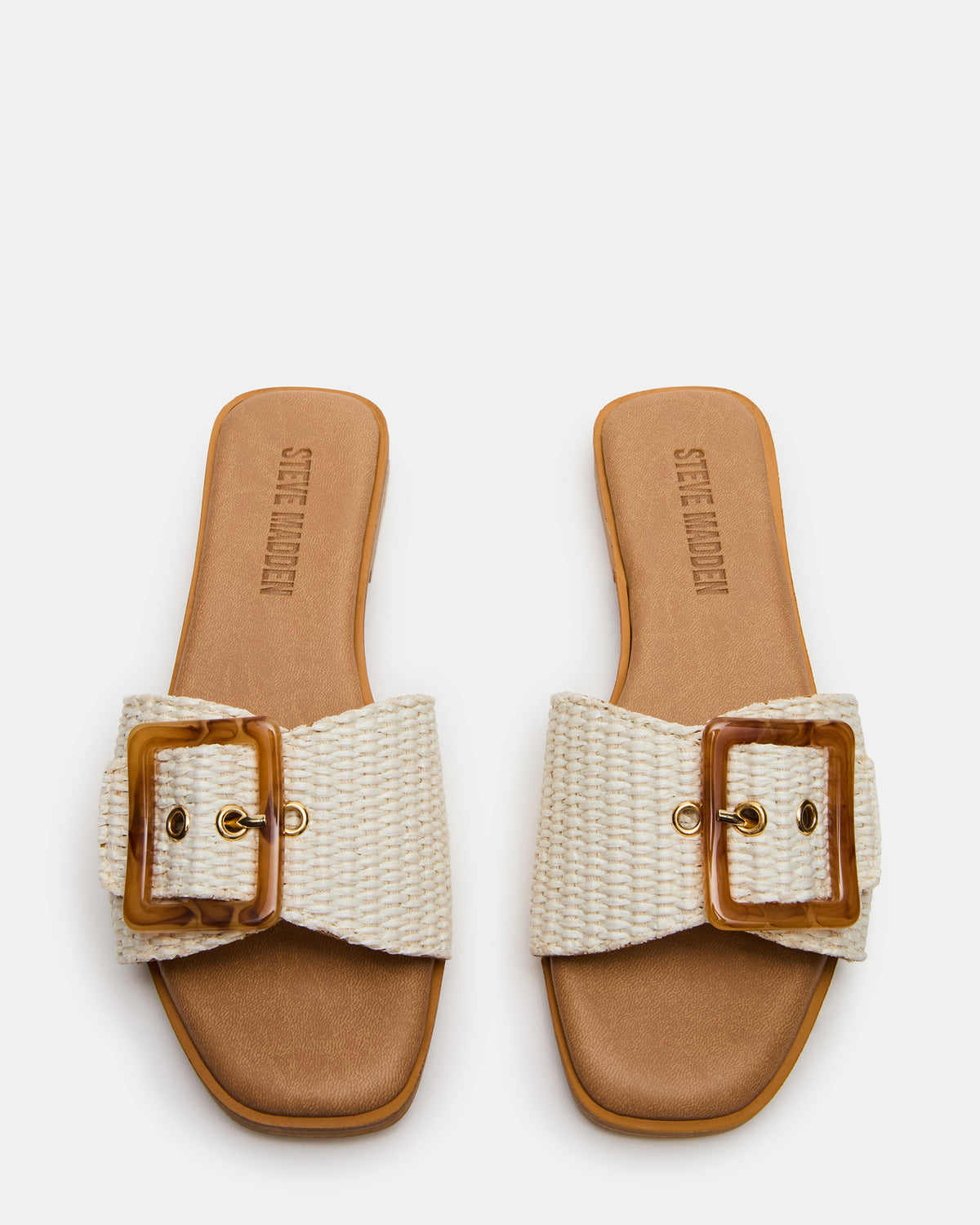 HAPP Bone Square-Toe Raffia Slide Women's Sandal