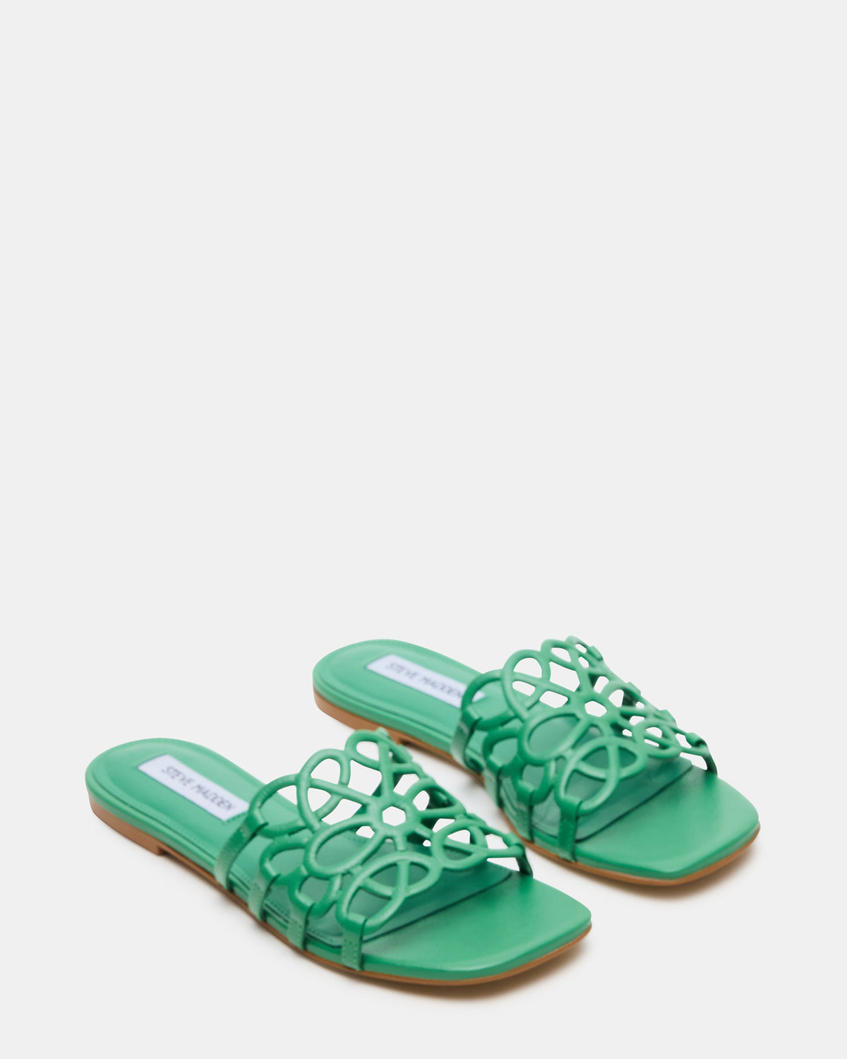 LOTUS Green Leather Square-Toe Slide Women's Sandal