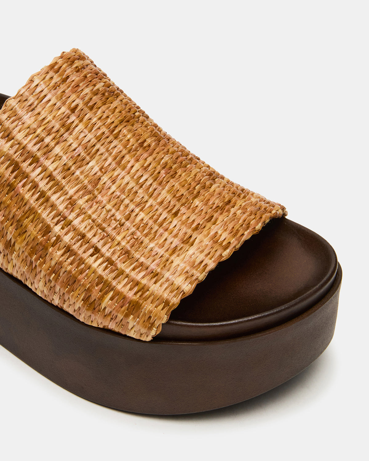 ARWEN Natural Raffia Platform Footbed Slide Chunky Women's Sandal