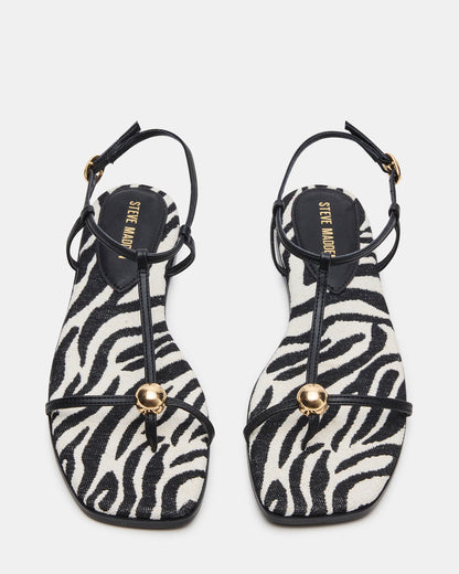 RITZY Zebra Square-Toe Strappy Women's Sandal