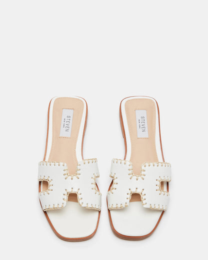 HADYN Woven White Leather Sandal | Women's Designer Sandals