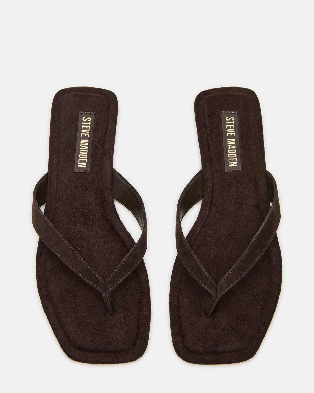 TRELLA Brown Suede Square-Toe Thong Women's Sandal