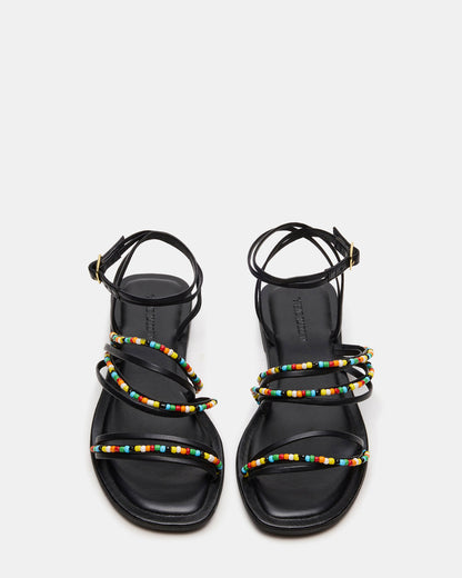 VIMA Black Multi Strappy Multi-Colored Women's Sandal