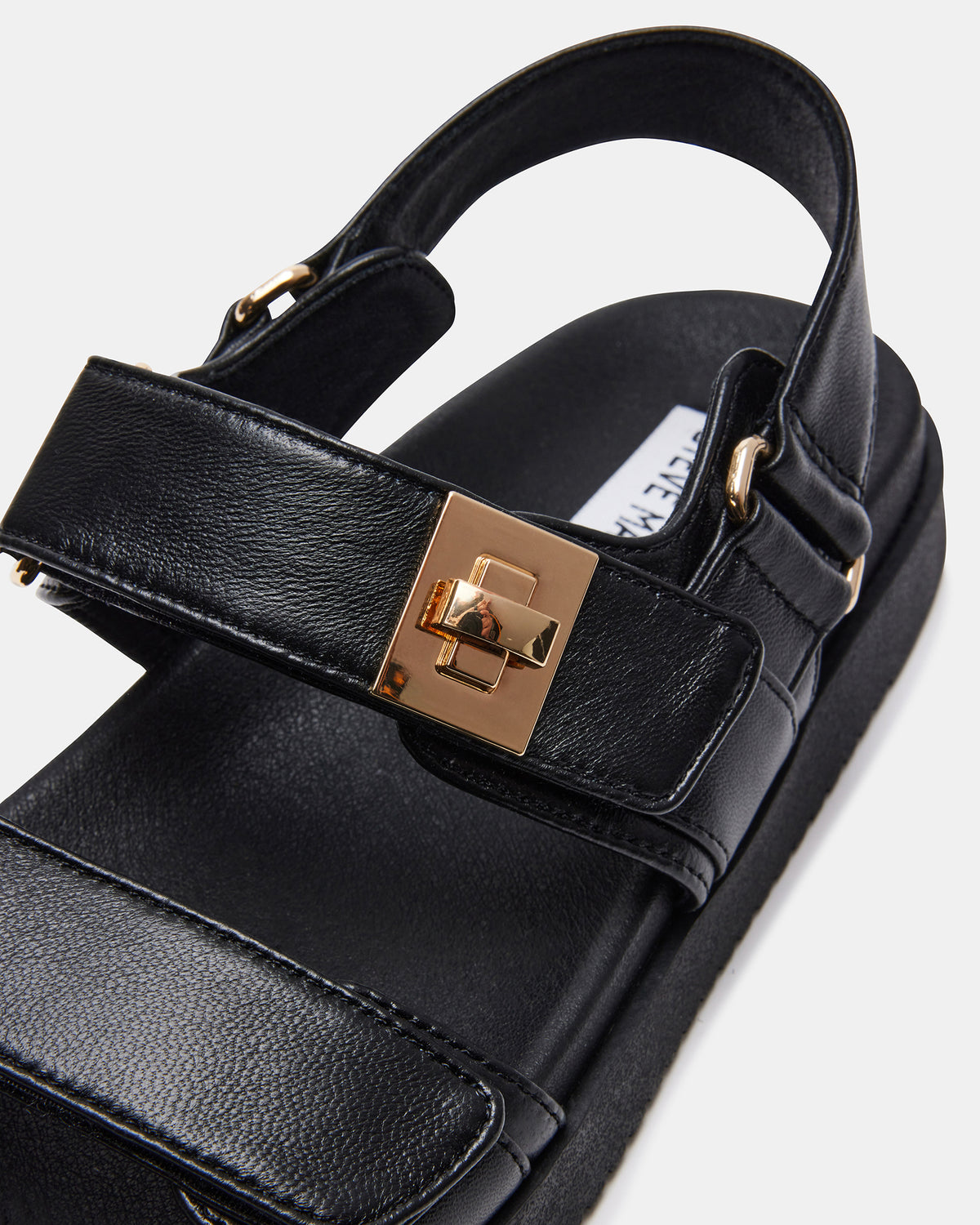 MONA Black Leather Flatform Women's Sandal