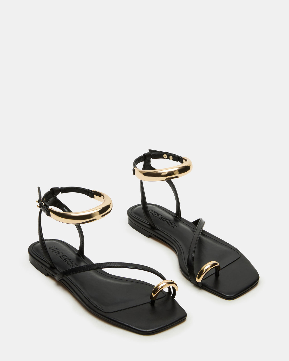 ODYSSEY Black Leather Strappy Square-Toe Women Sandal