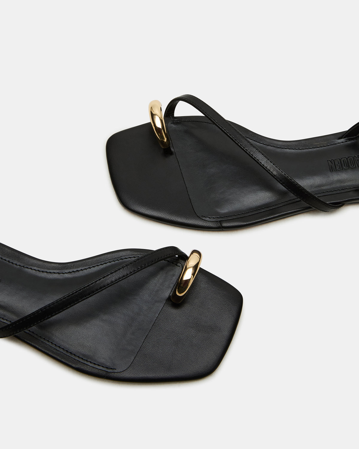 ODYSSEY Black Leather Strappy Square-Toe Women Sandal