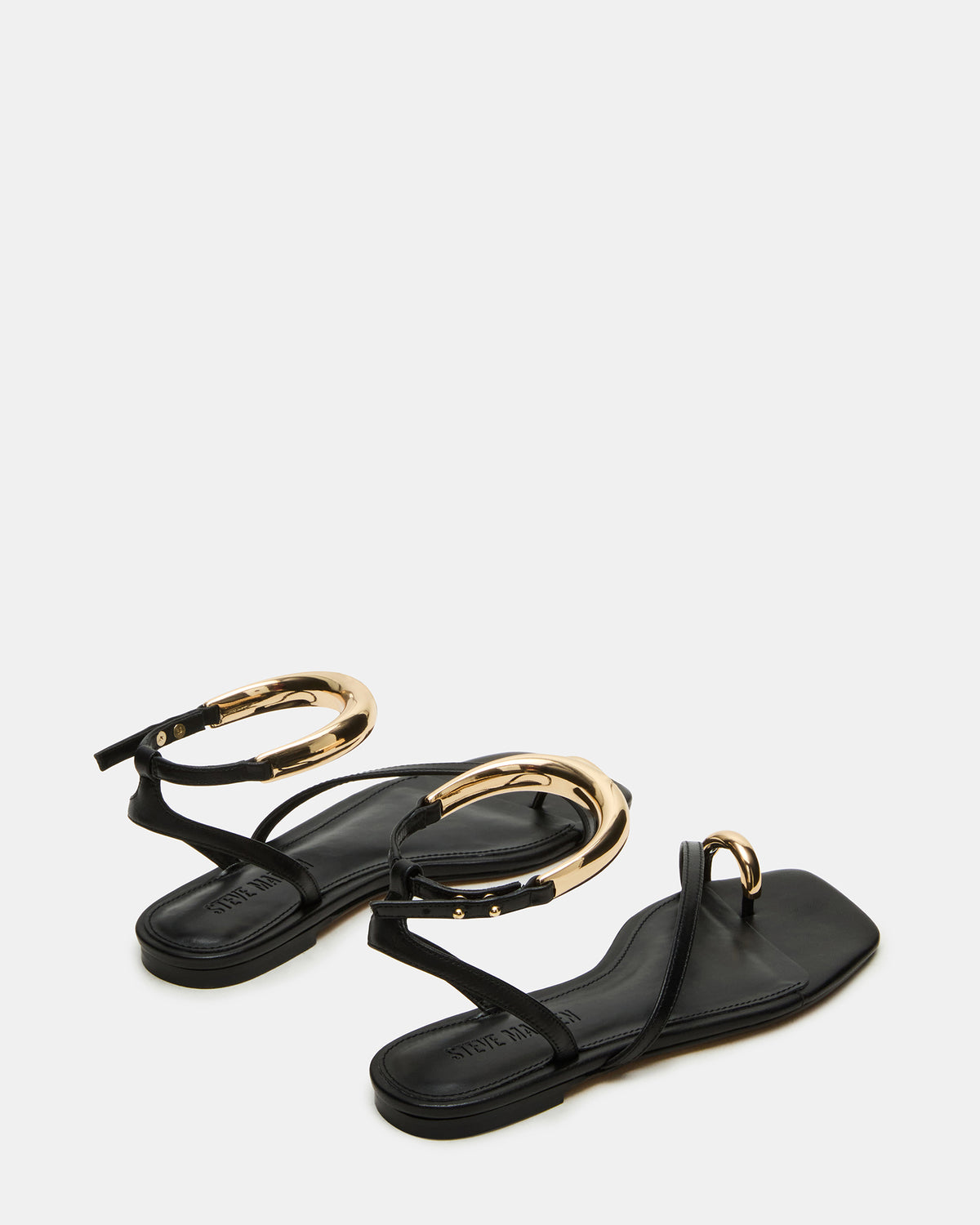 ODYSSEY Black Leather Strappy Square-Toe Women Sandal
