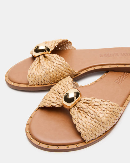 DIPSY Natural Raffia Slide Rounded Toe Women's Sandal
