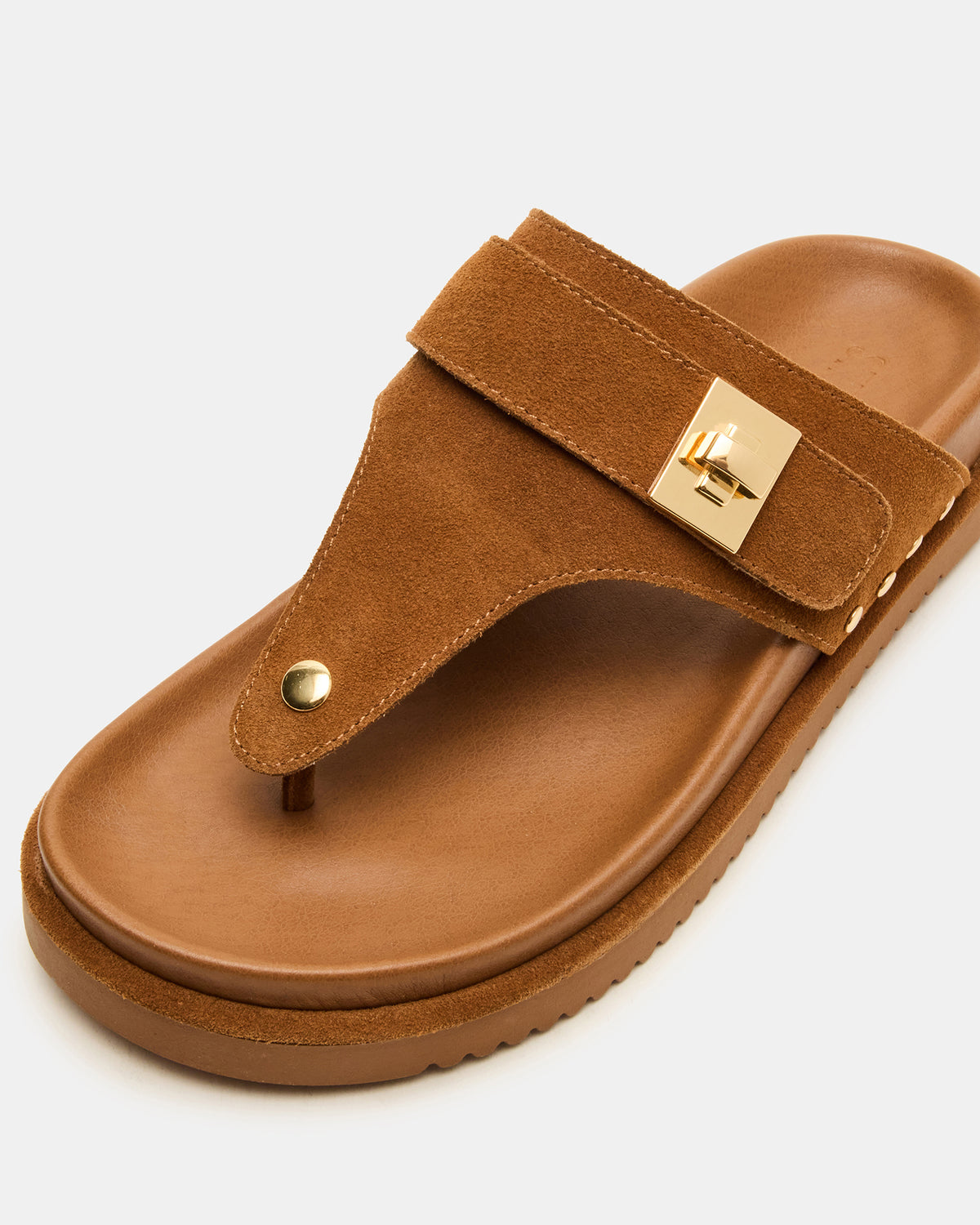 THONA Chestnut Suede Women's Flatform Thong Sandal