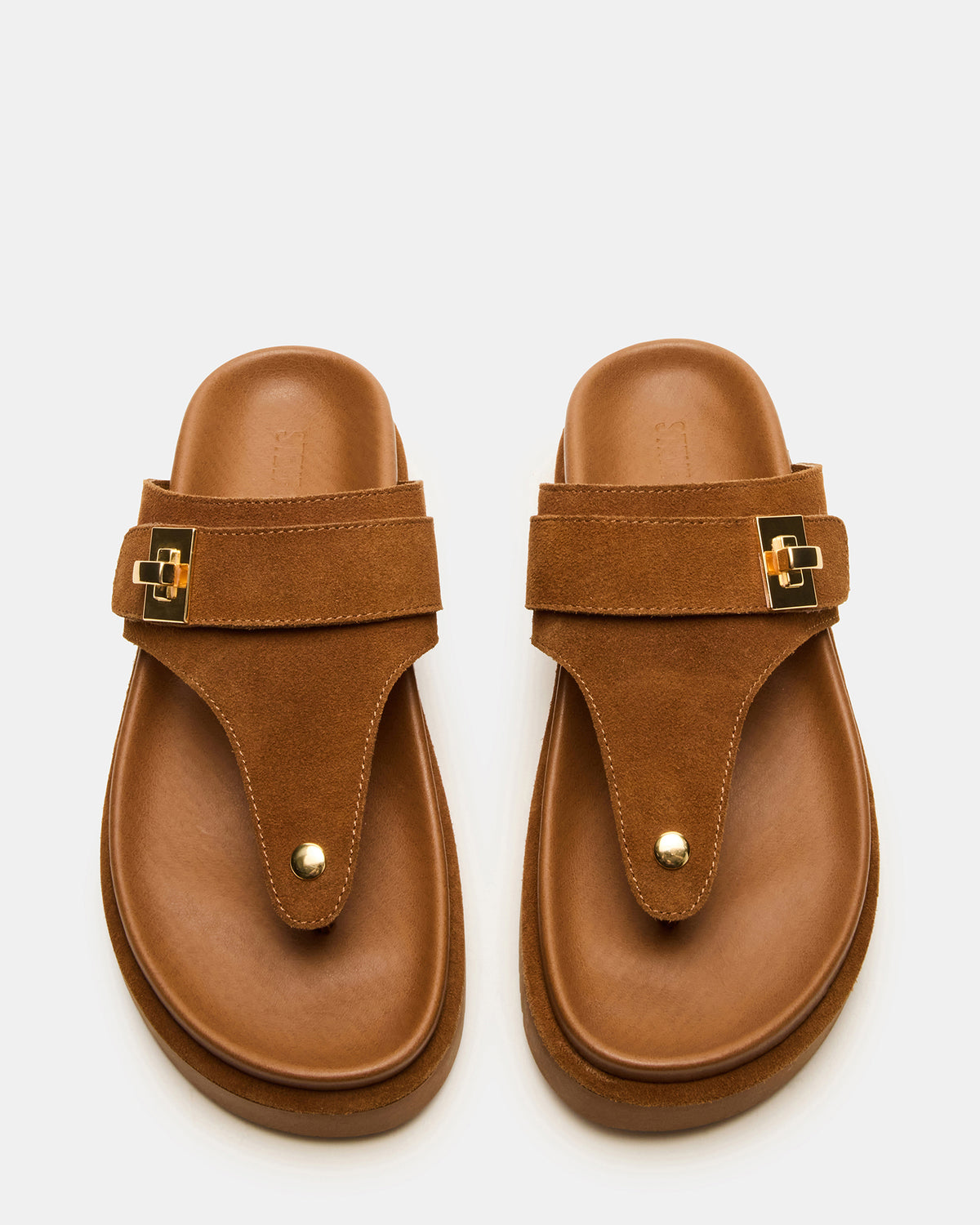 THONA Chestnut Suede Women's Flatform Thong Sandal