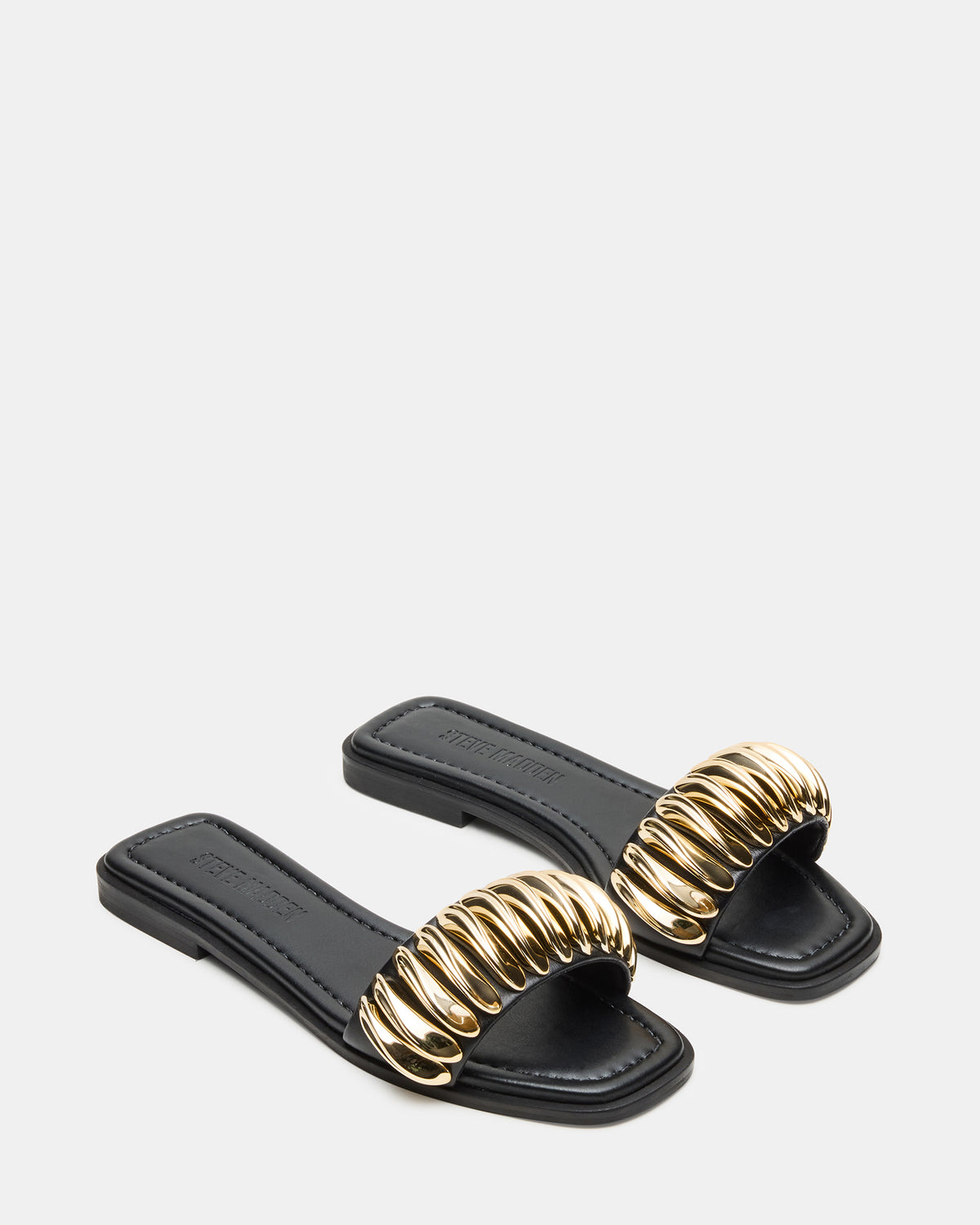 TETRIS Black Square-Toe Slide Women's Sandal