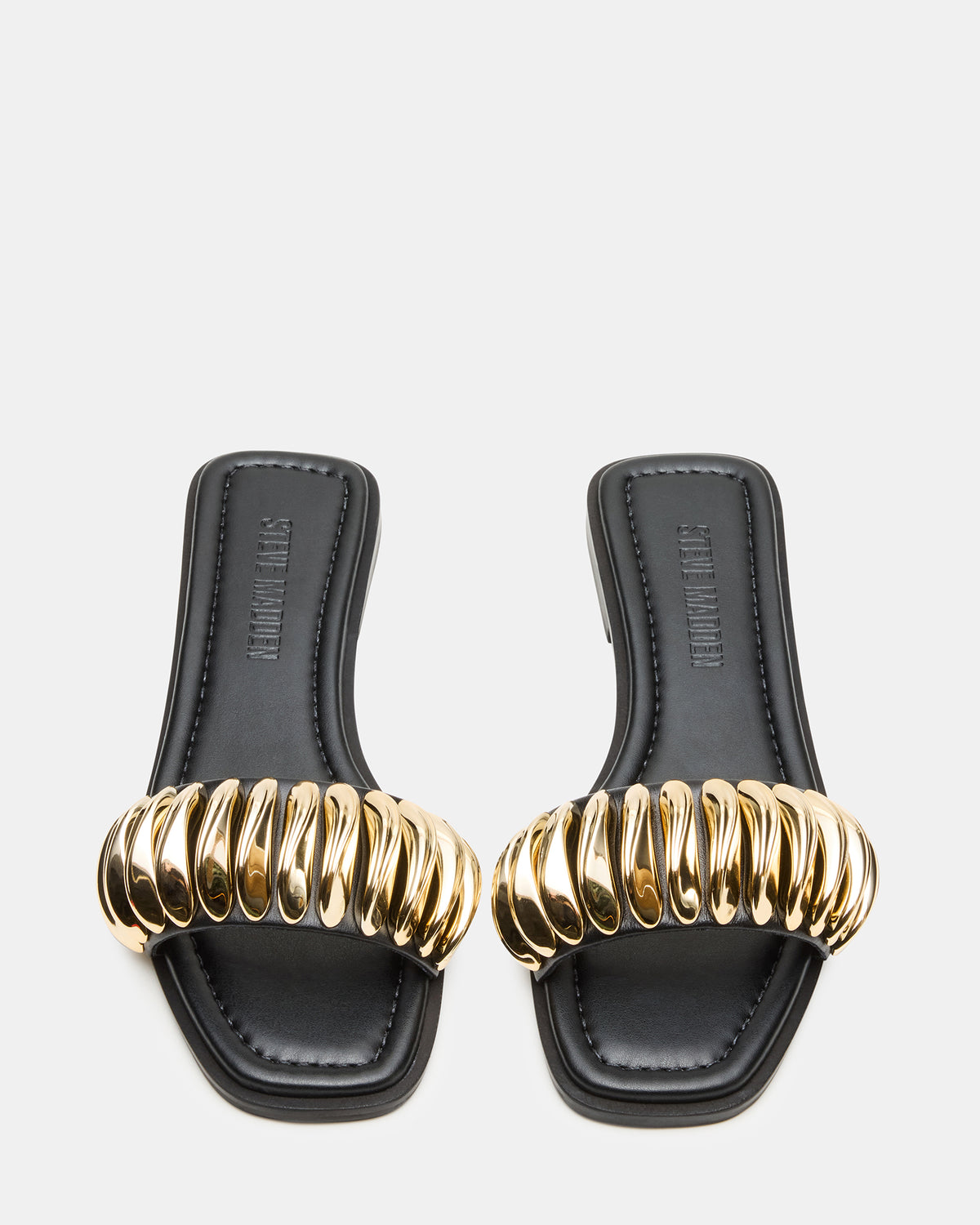 TETRIS Black Square-Toe Slide Women's Sandal