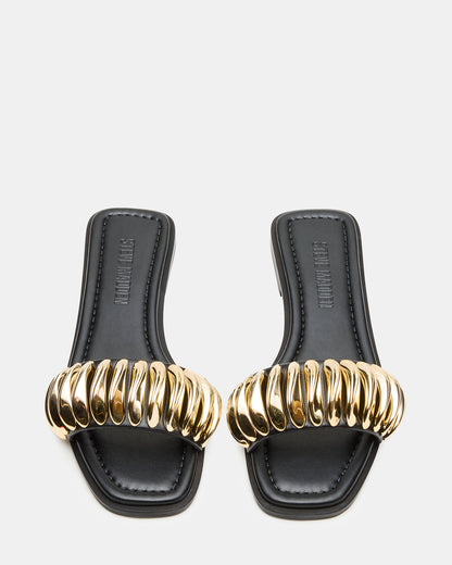 TETRIS Black Square-Toe Slide Women's Sandal