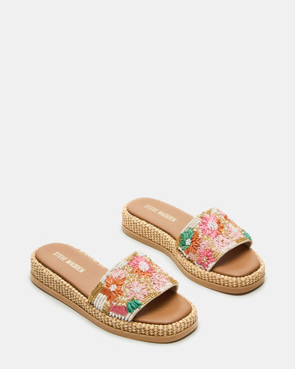 BOARDWALK Floral Multi Women's Raffia Slides