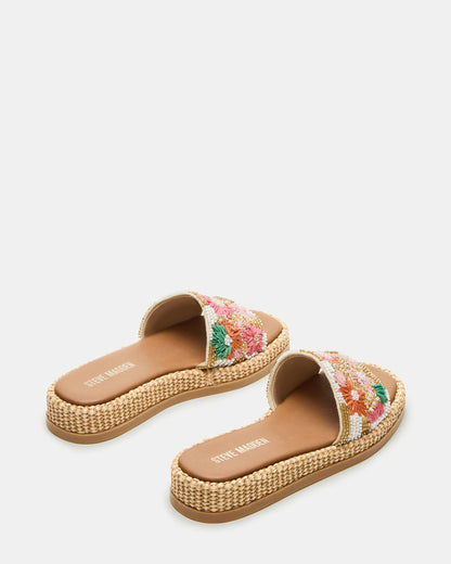 BOARDWALK Floral Multi Women's Raffia Slides