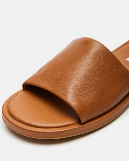KAYA Brown Leather Slide Sandal | Women's Sandals
