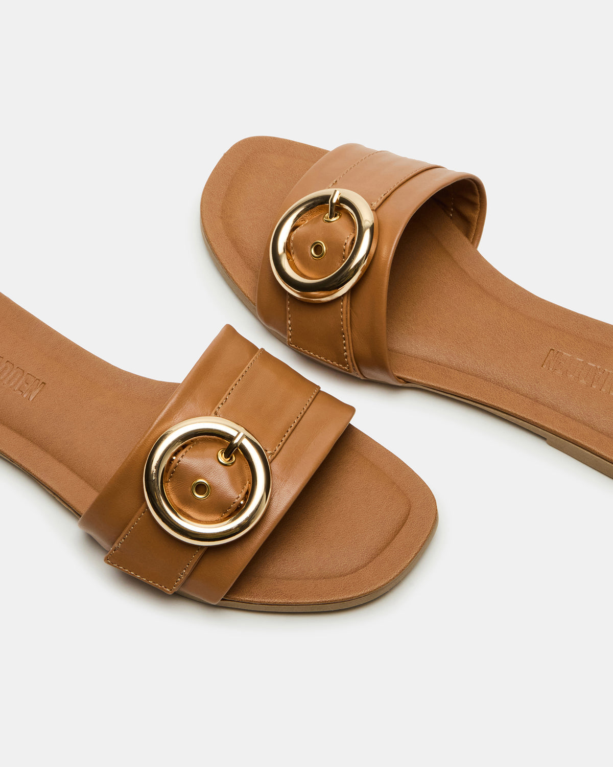 REEF Tan Leather Square-Toe Slide Women's Sandal